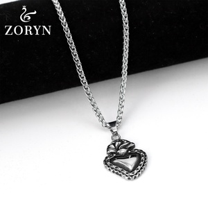 Colgante de Acero Inoxidable con Forma de Corazón Sagrado, Estilo Gótico Vintage, Religioso Cristiano, Joyería Bohemia de Acero de Titanio para Hombre y Mujer - Product Image 2