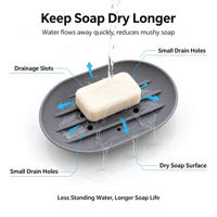 Porte-savon ovale flexible en silicone écologique à drainage rapide avec base antidérapante pour salle de bain et cuisine (pour shampoing)