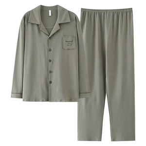 All'ingrosso <span class=keywords><strong>pigiama</strong></span> tinta unita in puro cotone, abiti a maniche lunghe sottili da <span class=keywords><strong>uomo</strong></span>, grandi e larghi, adatti per essere indossati come capispalla - Product Image 5