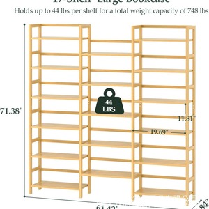 Bamboo 6 Layer 3 Width Bookshelf Freestanding Modular Living Room Storage Rack Minimalist Design <b>Solid</b> <b>Wood</b> <b>Bookcase</b> - Product Image 5