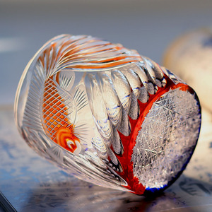 Edo Kiriko gelas minum kaca bening 270ml, gelas kaca anggur minuman dingin bir wiski gaya Jepang dengan warna merah biru - Product Image 6