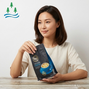 Bolsa con Fondo Plano Personalizada Reciclable de 12OZ 16OZ 250g 500g 1kg, Bolsa Doypack con Válvula de Desgasificación Unidireccional y Cierre Hermético - Product Image 3