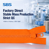 SBS5 #   Cremallera de Resina Ecológica sin Bloqueo de Doble Apertura de 20 cm para Bolsas, Certificación ISO9001, Compatible con OEM/ODM