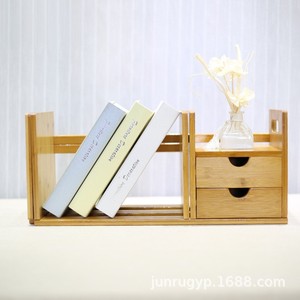 Estante de almacenamiento de escritorio de bambú y madera de 3 niveles para organizar artículos de estudio, papelería y revistas - Product Image 2