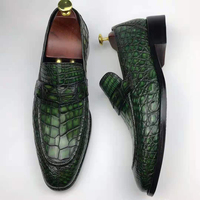 Chaussures habillées de luxe Goodyear en cuir de crocodile pour hommes, mocassins Penny faits main à enfiler, chaussures de ville modernes pour hommes