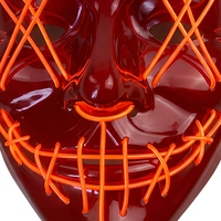 Masque LED Halloween lumineux noir en forme de V, masque de fête lumineux néon, masque de cosplay d'horreur pour événements
