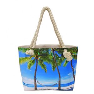 Sac fourre-tout d'été en toile de coton tendance 2026, grande capacité, imprimé tropical, pour femme, personnalisable - Product Image 6