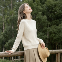 Tendance 2026 Pull ras du cou oversize 100% cachemire pur pour femme, tricoté à la machine Stoll, luxe discret, hiver, 270g, Usine de Zhejiang, Chine