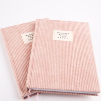 Agenda Diaria y Anual 2026 de Cuero y Tela de Pana, Color Rosa, Tamaño A5, Cuaderno de Notas, Bloc de Escritura