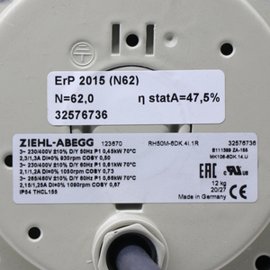 พัดลมระบายความร้อนแบบแรงเหวี่ยงสำหรับระบายอากาศตู้ควบคุมไฟฟ้าตู้ IP54Inverter ZIEHL-ABEGG RH50M-6DK.4I.1R ขนาด230V - Product Image 2