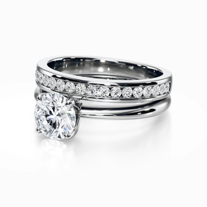 แหวนหมั้นชุดเจ้าสาวแบบ Solitaire Channel ของ SGARIT ประดับเพชร 3 กะรัต ทอง 18k เพชรเลี้ยงในห้องปฏิบัติการ ฝังแบบ Pave ครึ่งวง VS D พร้อมใบรับรอง IGI - Product Image 2