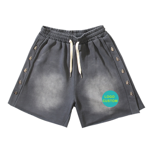 Shorts Hell Washed Star <span class=keywords><strong>nero</strong></span> Casual 100% cotone a metà vita con chiusura a coulisse con motivo in tinta unita lavorato a maglia per l'estate - Product Image 4
