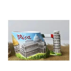 Torre pendente di Pisa Italia Ponte dei Sospiri Canal Grande di Venezia Venezia Italia 3D Rilievo Dipinto A Mano di Ceramica Tazza di Caffè Tazza A mano