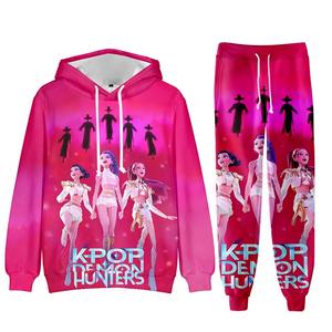 Nouvel ensemble de survêtements K-POP personnalisé Demon Hunters : sweat à capuche imprimé et pantalon de survêtement - Product Image 4