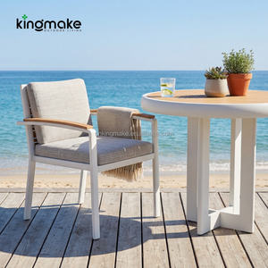 Ensemble <span class=keywords><strong>de</strong></span> meubles d'extérieur modernes, table et chaises <span class=keywords><strong>de</strong></span> restaurant d'hôtel, accoudoirs en teck, <span class=keywords><strong>chaise</strong></span> <span class=keywords><strong>de</strong></span> jardin stable pour l'extérieur - Product Image 1