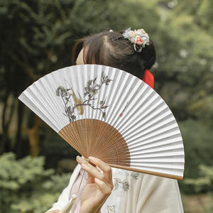 Abanico de verano plegable de bambú pintado a mano ecológico Fatingna, decoración de Ángel tallado de estilo antiguo chino de la dinastía Han - Product Image 4