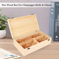 Ensemble de verres à vin personnalisés avec votre logo, avec boîte en bois de pin naturel, emballage cadeau pour vin, boîte à vin pour 1 bouteille, emballage de verre à vin