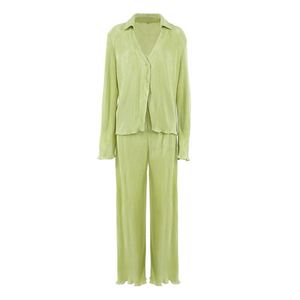 JYHS1 Set da donna <span class=keywords><strong>camicia</strong></span> a manica lunga plissettata abbigliamento da donna 2022 primavera nuovo Design senst tromba manica pantaloni <span class=keywords><strong>camicia</strong></span> Set - Product Image 3