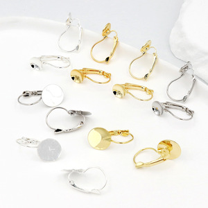 Color-preserving 18k gold-plated French buckle ear <b>hook</b> patch flat empty <b>earring</b> accessory DIY handmade <b>earring</b> material A07 - Product Image 2