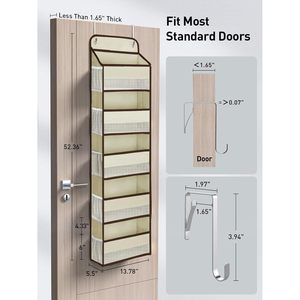 Organisateur à suspendre derrière la porte, 15 poches, beige, type crochet, rangement pour articles de bébé et articles ménagers, à fixer derrière les portes ou sur les murs - Product Image 2