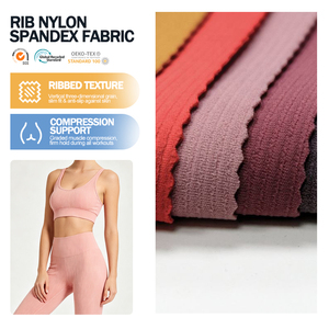 Premium Rib Nylon Spandex Fabric Highly Stretch Ribbed Texture For Tall Length Womens <b>Leggings</b> Oem Garment Production - Product Image 1