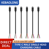 Type-C Single-Head 4 5 6-Core 5A Câble de données de charge PVC Jacket OTG Compatible pour le blindage de tresse de test de bricolage pour une utilisation sur ordinateur