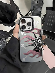 Funda Gótica Rosa Y2K con Estampado de Estatua en Negro Mate, Carcasa Antigolpes con Pintura UV para Teléfonos Móviles 12/13/14/15/16/17Pro - Product Image 6