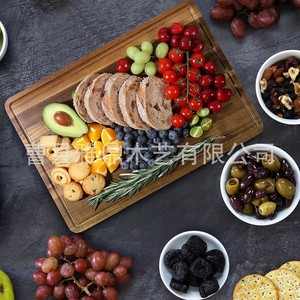 Plateau de service en bois d'acacia multifonctionnel pour la maison, la cuisine, le rangement des fruits et des collations, planche à découper - Product Image 4