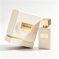 Boîte rigide géométrique rose doré personnalisée en gros avec plaque métallique logo pour flacon de parfum carré en verre rouge, emballage cadeau