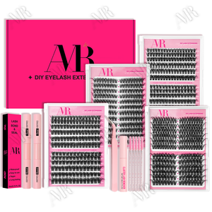 Großhandel Cluster-Wimpern flauschige Eigenmarke natürliches D-Wellen-Cluster Wimpern-Kit koreanische PBT-Segmente Kleber und Pinzette Cluster Wimpern - Product Image 2