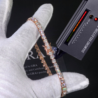 Bracelet tennis en moissanite RINNTIN XP110 prêt à être expédié, bracelet en laiton glacé, hip-hop, pour hommes et femmes, bracelet en moissanite