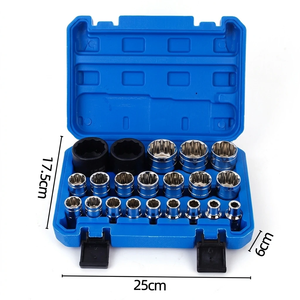 Jeu de douilles cannelées à 12 points, 21 pièces, jeu de douilles hexagonales à entraînement 1/2 pouce, kit de douilles métriques à 6 points avec coffret de rangement - Product Image 4