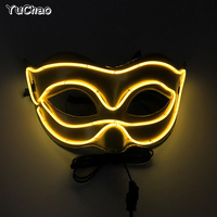 Masque de renard doré lumineux à LED, masque de mascarade lumineux, maquillage de fête, masque lumineux pour cosplay, masque de fête, fournitures de club