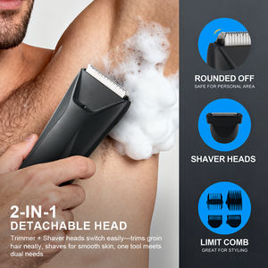 PRITECH Ipx7 Alat Cukur Pria Tahan Air Tanpa Kabel 2 in 1 untuk Tubuh dan Wajah, Pemangkas Rambut Kemaluan untuk Pria - Product Image 4