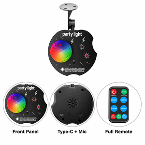 תאורת לייזר מיני אפל מג'יק בול 10W RGB קשת בענן עם שלט IR, מוזיקה, סאונד אוטומטי, קריוקי, בר, מסיבה, חתונה, פסטיבל, מתנה - Product Image 4