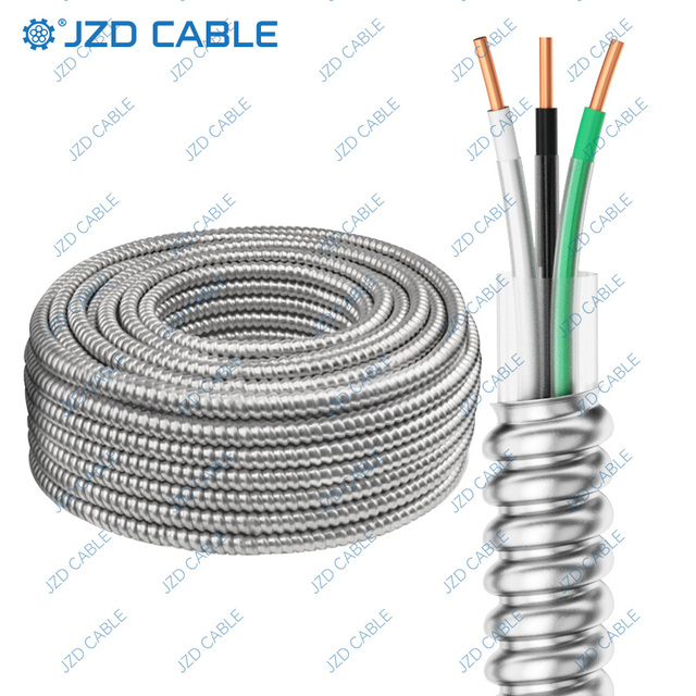 JZD UL1569 CUL Listed Mc Cable Metal Clad 600V Power Cable with Copper Conductor & Aluminum Armor MC Male End Electrical Wire