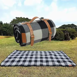 Beach Carpet Stakes Roll Up Travel Blanket Picnic Accessories Picnic Blanket Mats With Leather Strap