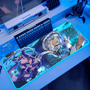 Alfombrilla de Ratón RGB para Juegos - Diseño de <span class=keywords><strong>Anime</strong></span> Blue Shark Girl - Alfombrilla de Escritorio LED Extragrande XXL con 12 Modos de Iluminación para Jugadores de PC - Product Image 3