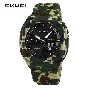 Neue Skmei Mode wasserdichte Dual Time Sport Silikon armband benutzer definierte digitale quadratische Herren uhr - Product Image 6
