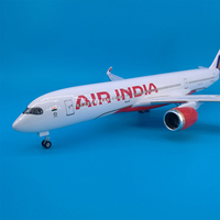 Modèle d'avion Air India A350 de 47 cm, haute simulation avec éclairage LED, train d'atterrissage en résine ABS, ornement pour exposition