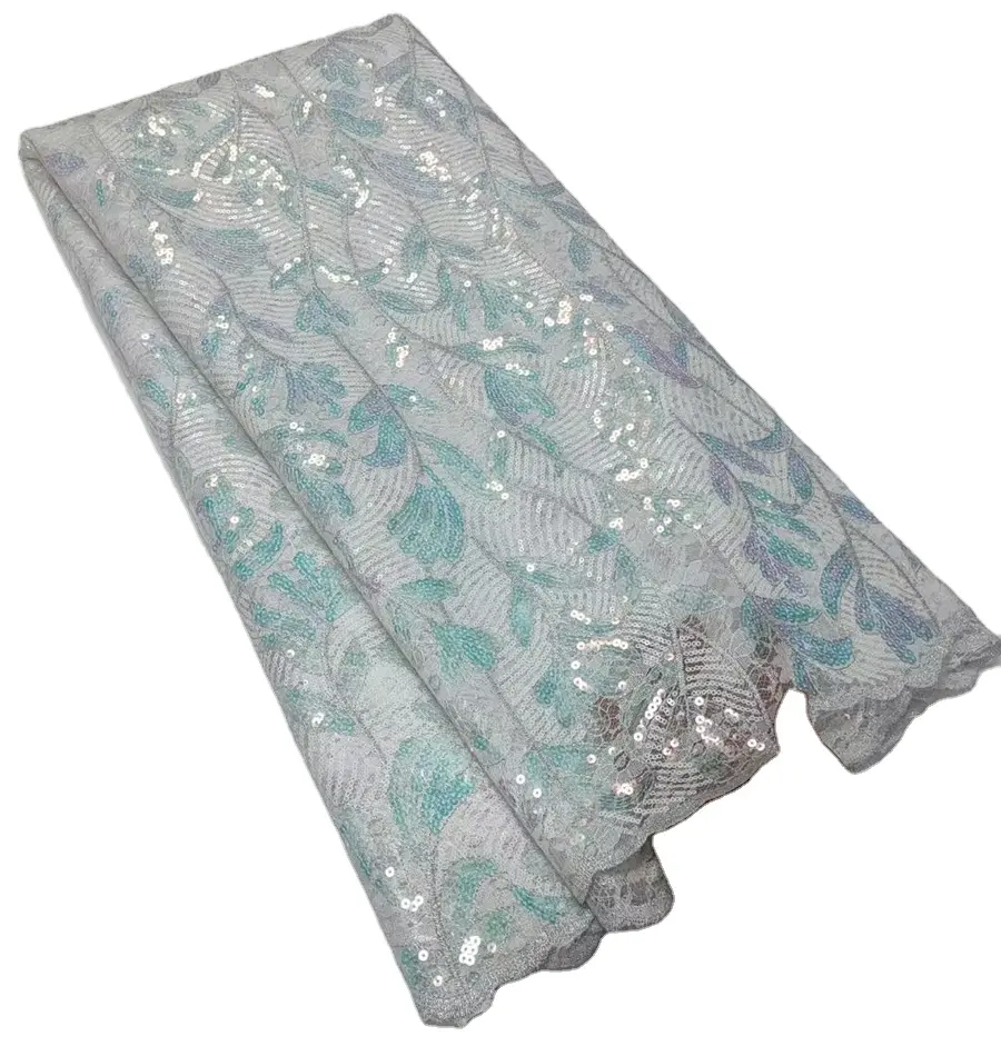 Elegant flower design french lace african tulle lace fabric wholesale french lace with sequins