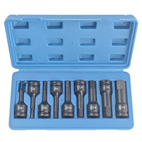 Jeu de douilles hexagonales 1/2 pouce H4 H5 H6 H8 H10 H12 H14 H17 H19, 9 pièces, 80 mm de long, en acier Cr-Mo phosphate noir