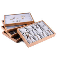 Plateau de présentation de bijoux de luxe en bois à 12 compartiments pour montres, bagues et boucles d'oreilles, pour stock en gros