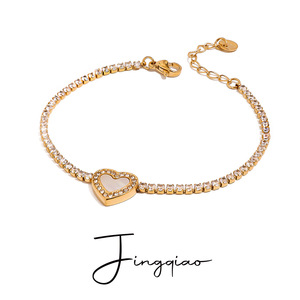 Pulsera de Diamantes en Forma de Corazón Yueli, Joyería de Oro para Uso Diario de Mujer - Product Image 1