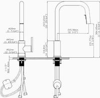 Robinet de cuisine moderne en laiton à double poignée avec douchette extractible et valve en céramique, eau potable directe pour appartements et cuisines d'hôtel