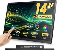 Nouvel écran tactile industriel de 14 pouces FHD 1920x1200 HDR IPS 500 Nits 100% SRGB Multi-ports pour VGA DVI Noir 3 ans de garantie