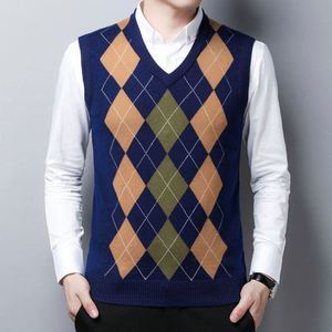 Gilet d'hiver chaud en laine pour hommes col en V gilet en tricot respirant Anti-rides coupe-vent vêtements d'extérieur résistant au froid 100% Polyester - Product Image 5