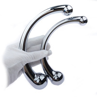 Bâton de massage anal en métal pour point G, masseur de prostate en alliage d'aluminium poli, dildo rigide 100% étanche, argenté