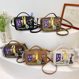 Bolso de Mano Cuadrado Pequeño de Estilo Chino Artístico para Mujer, Bordado a Mano, Forro de Poliéster, Cierre de Cremallera, Moderno - Product Image 1