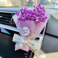 Bundel lucu penyegar udara mobil Hydrangea mawar Gypsophila buket kertas ungu bunga kering, tas kotak Paskah 10/tas